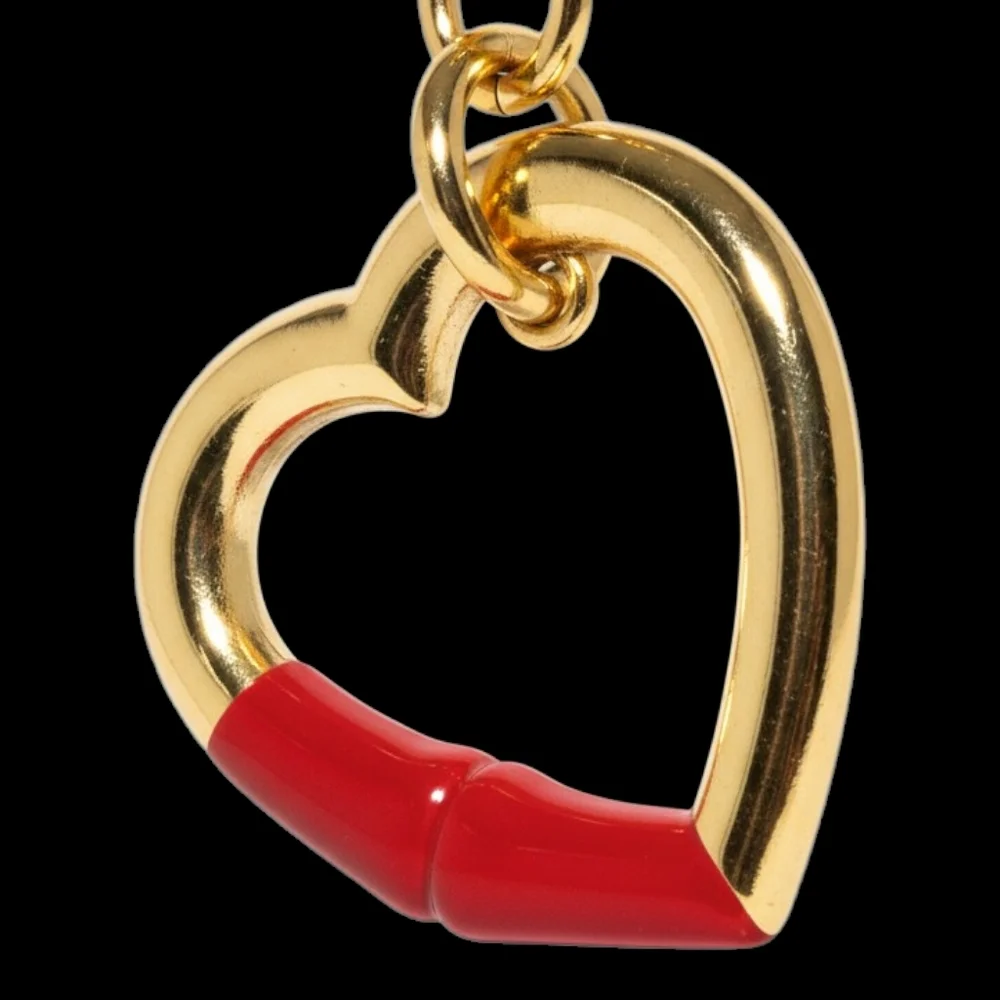 Heart-shaped keychain with red enamel